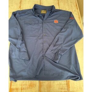 Drake Waterfowl Auburn Tigers Flyweight Shirt Mens XL Blue Long Sleeve Button Up